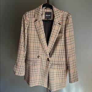 Madewell Checkered Blazer in Brown and Black